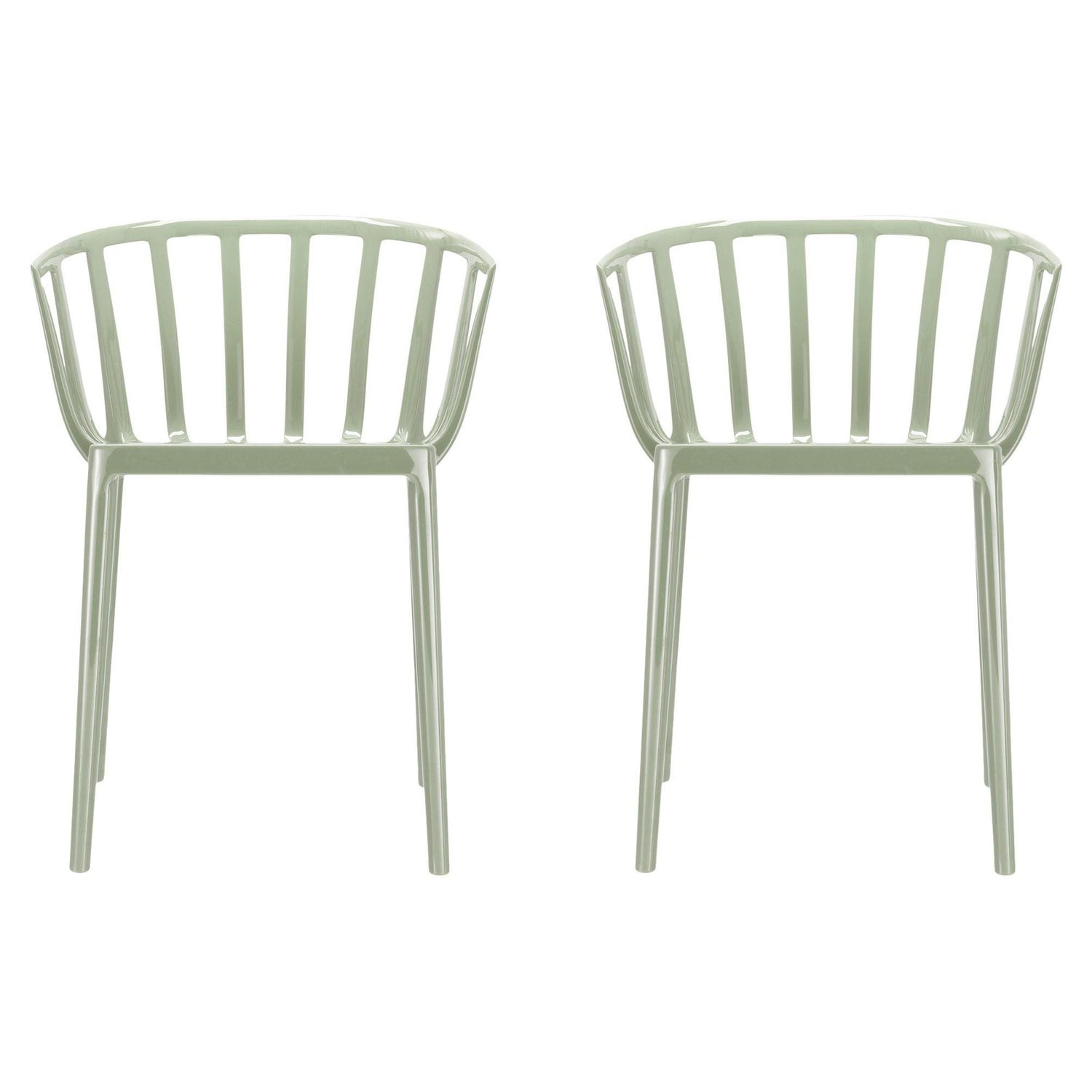 Set of 2 Kartell Venice Chairs in Glossy Dove by Philippe Starck For Sale  at 1stDibs