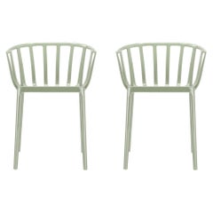 Set of 2 Kartell Venice Chairs in Glossy Sage Green by Philippe Starck