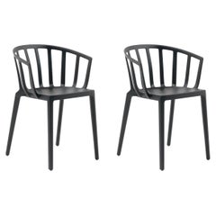 Set of 2 Kartell Venice Chairs in Mat Black by Philippe Starck