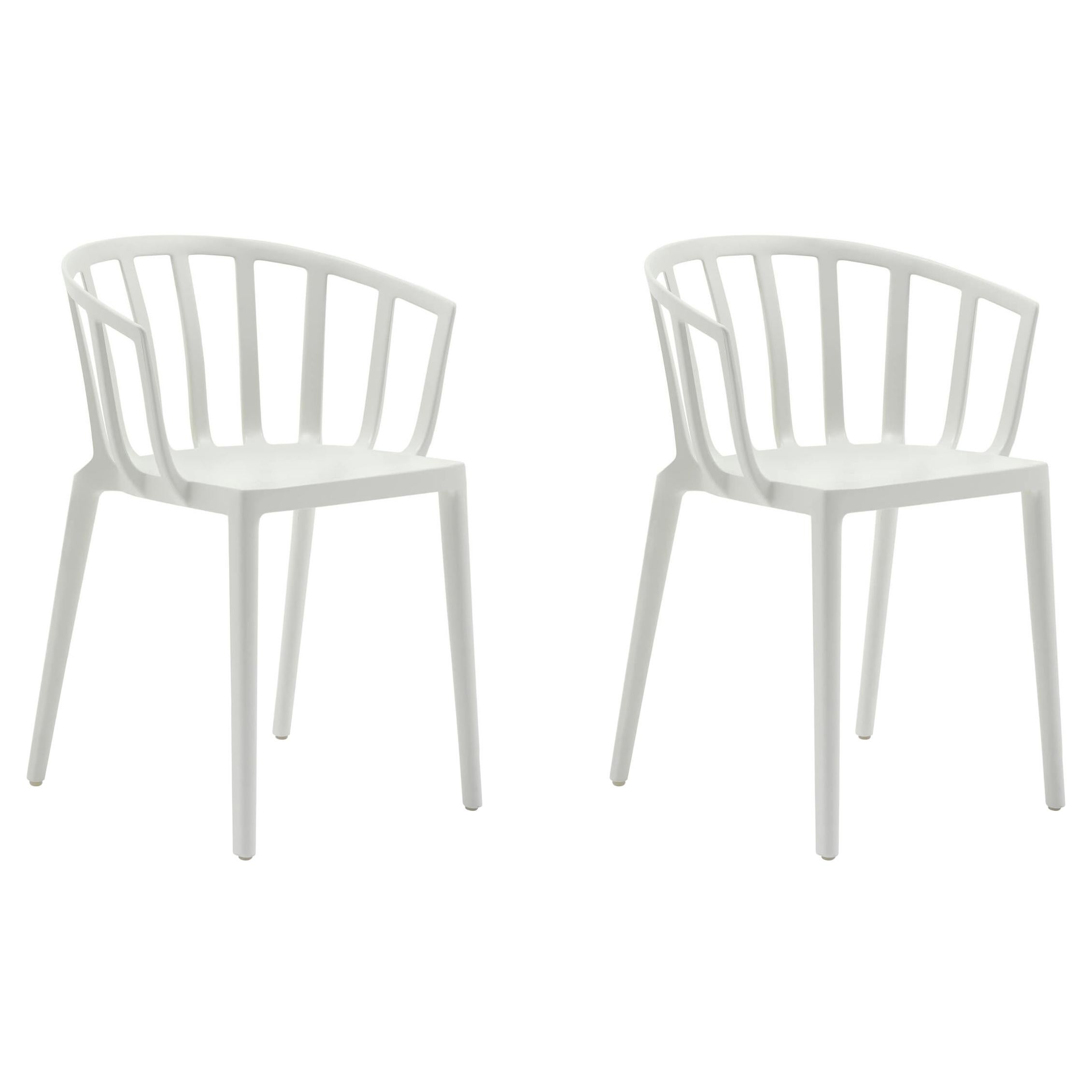 Set aus 2 Kartell-Sesseln aus Venedig in mattem Weiß von Philippe Starck