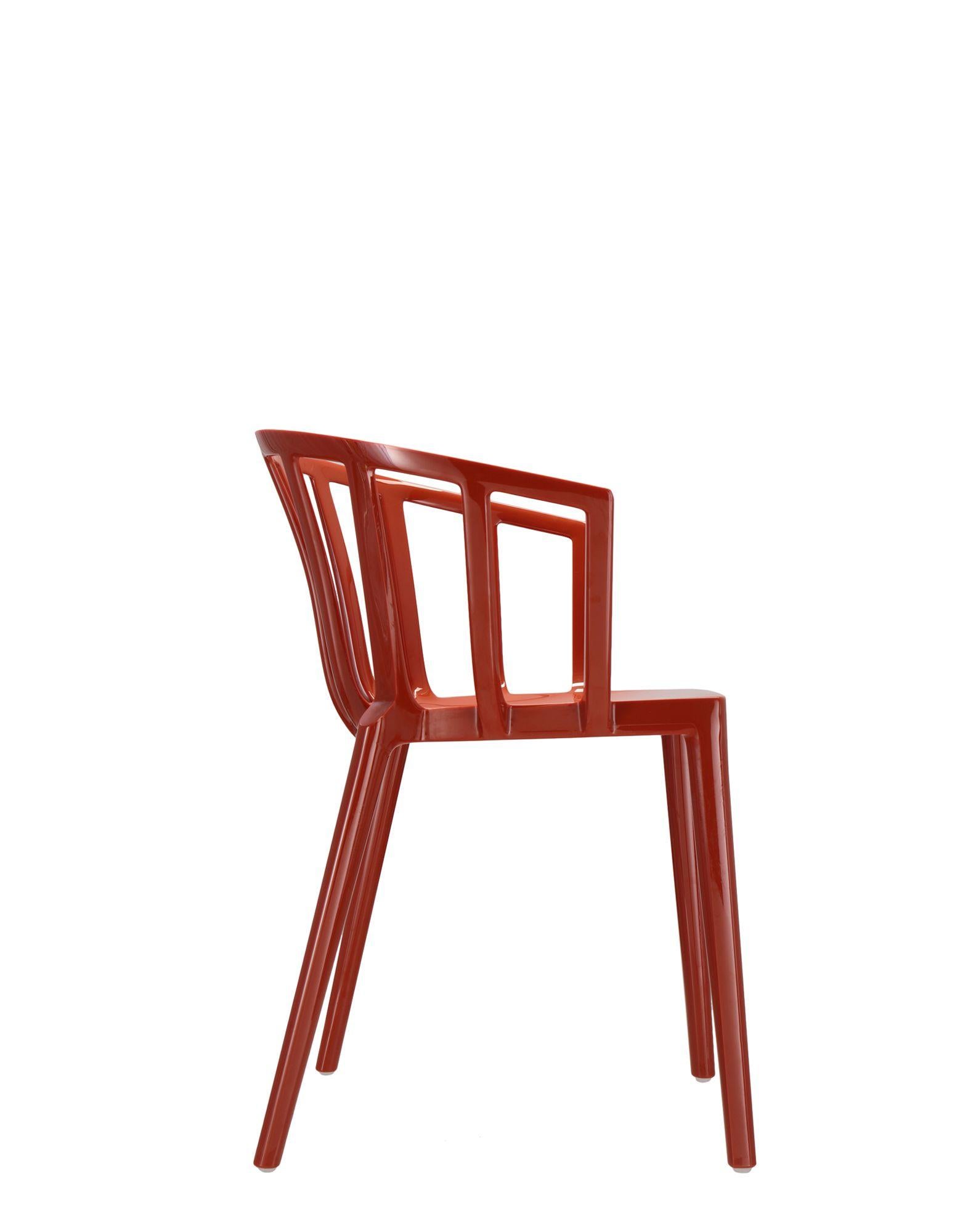 Moderne Ensemble de 2 chaises Kartell de Venise en orange rouille brillant par Philippe Starck en vente