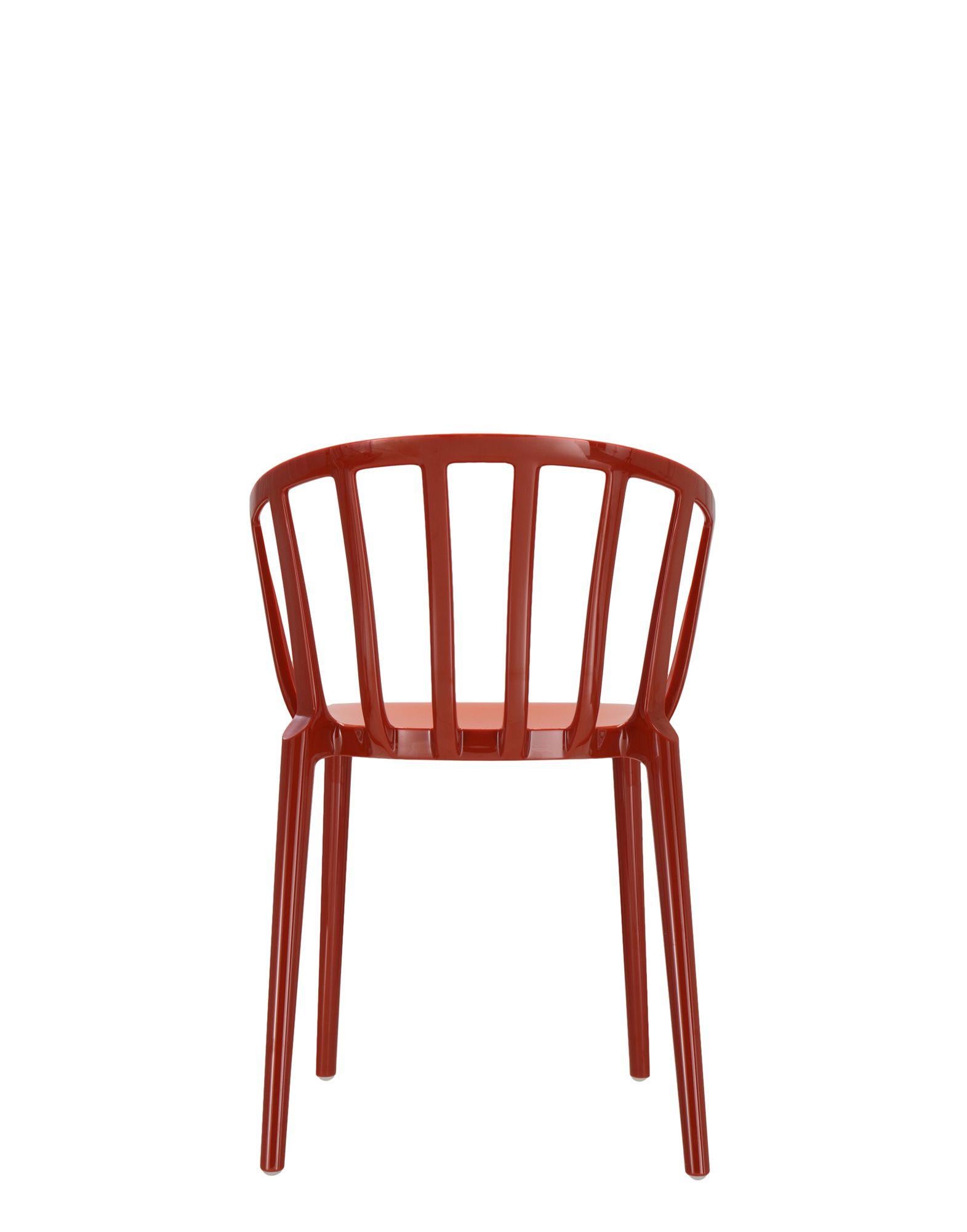 italien Ensemble de 2 chaises Kartell de Venise en orange rouille brillant par Philippe Starck en vente