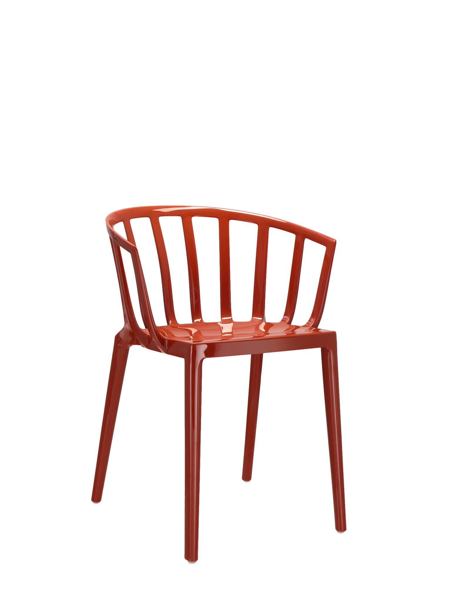 Italian Set of 2 Kartell Venice Chairs in Glossy Rusty Orange by Philippe Starck For Sale