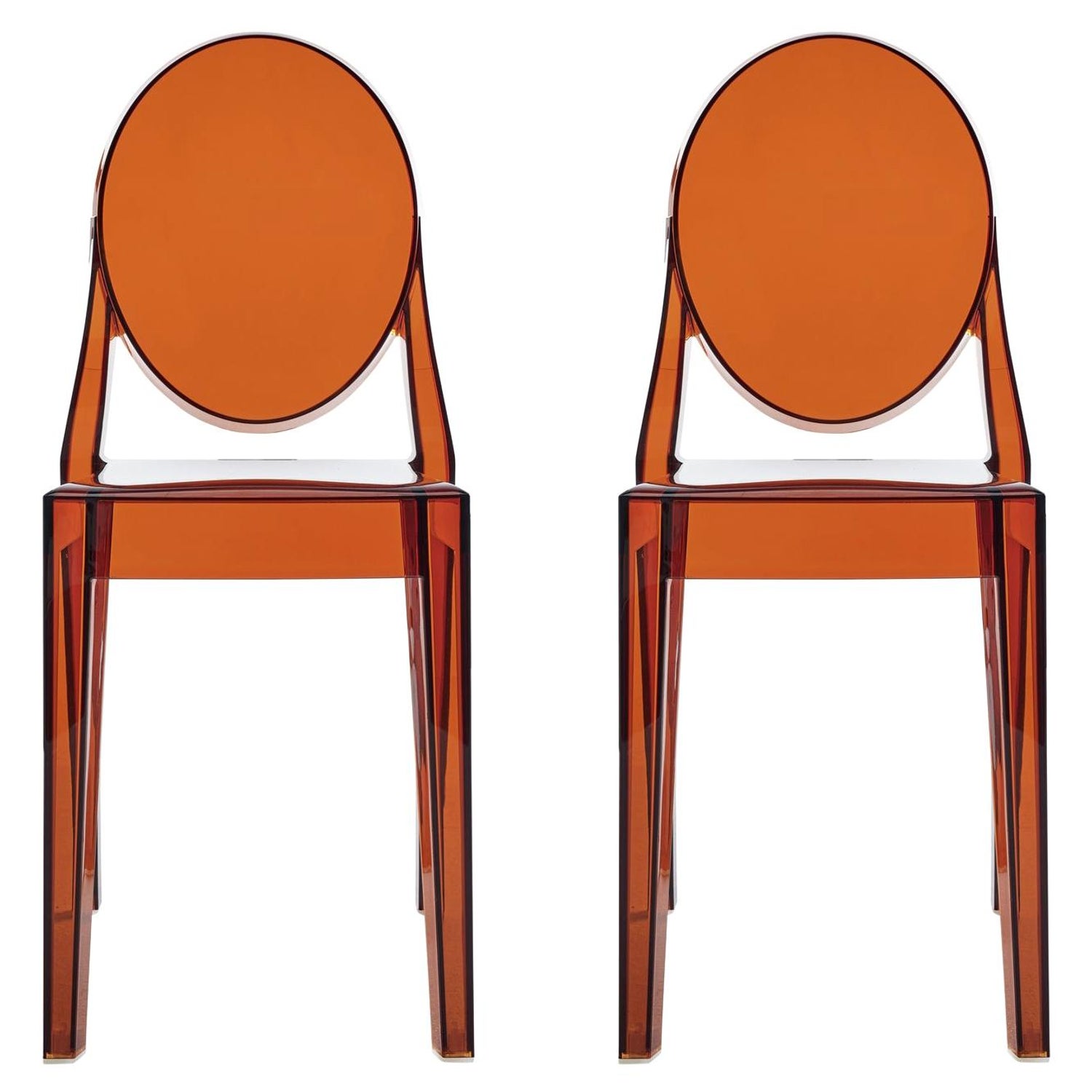 Set of 2 Kartell Victoria Ghost Chairs in Amber by Philippe Starck For Sale  at 1stDibs | amber ghost chair, amber starck, amber ghost chairs