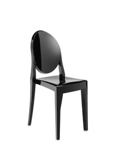 Set of 2 Kartell Victoria Ghost Chairs in Glossy Black by Philippe Starck