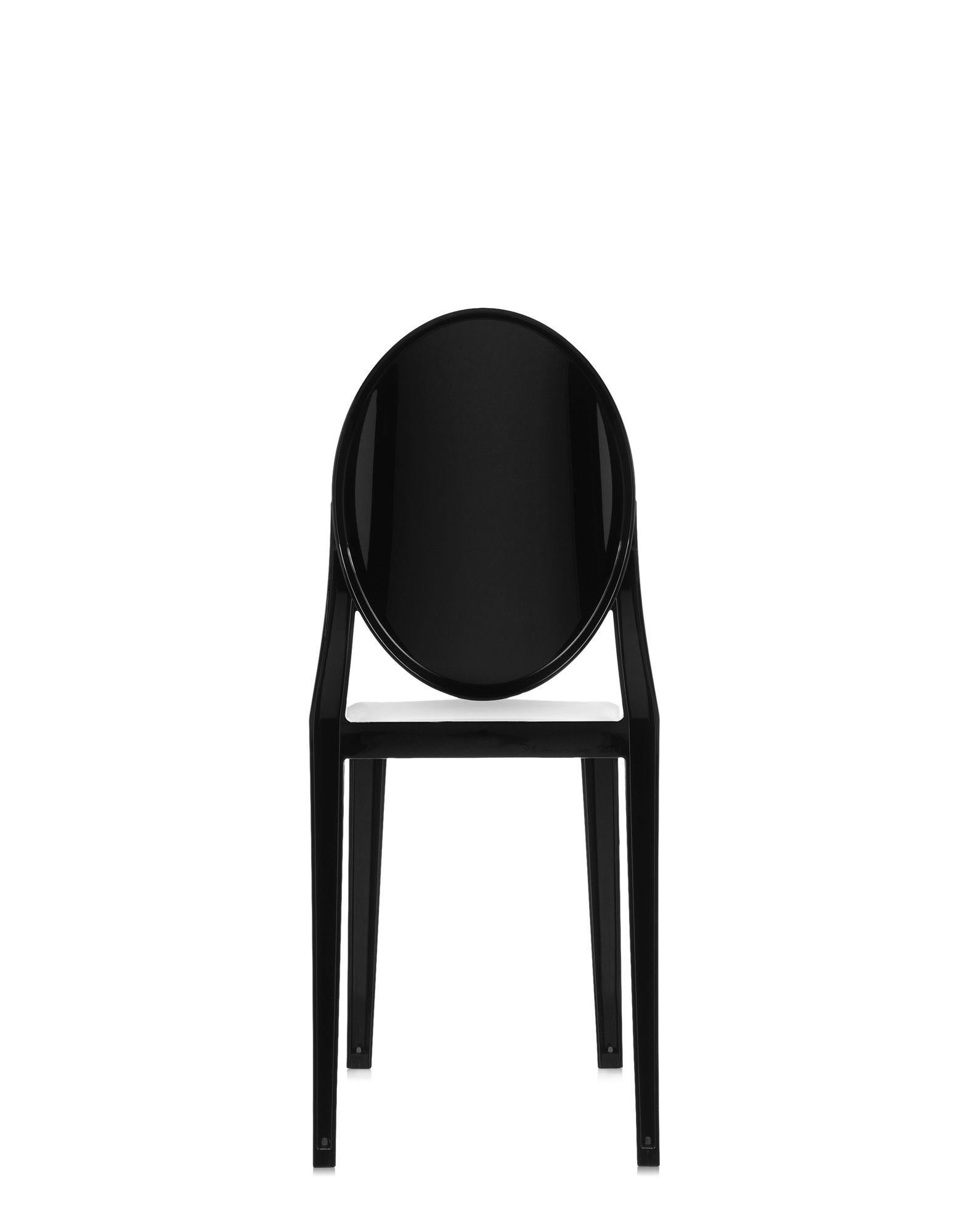 italien Ensemble de 2 chaises Kartell Victoria Ghost en noir brillant de Philippe Starck en vente