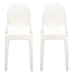 Ensemble de 2 chaises Kartell Victoria Ghost en blanc brillant de Philippe Starck