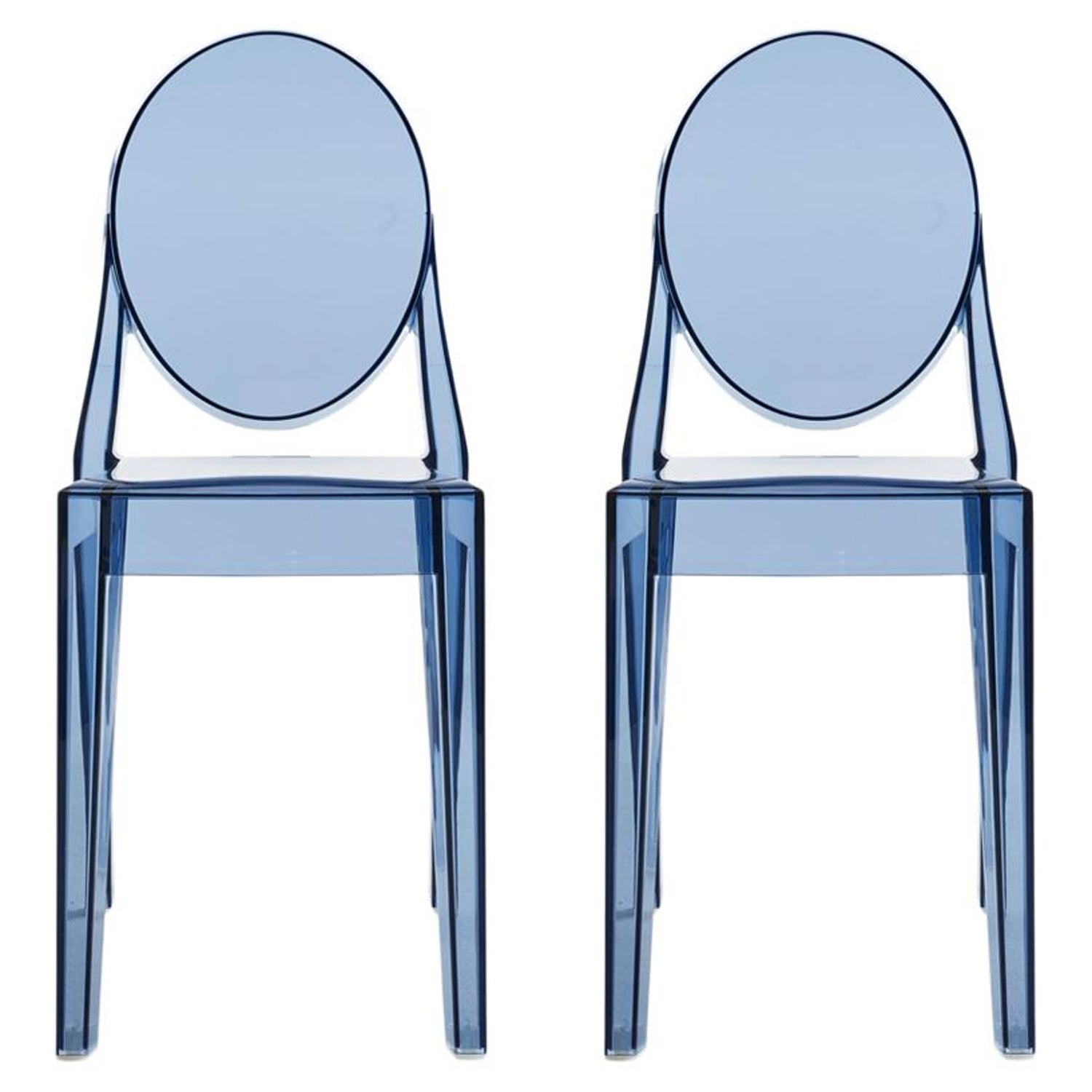 Set of 2 Kartell Victoria Ghost Chairs in Powder Blue by Philippe Starck  For Sale at 1stDibs