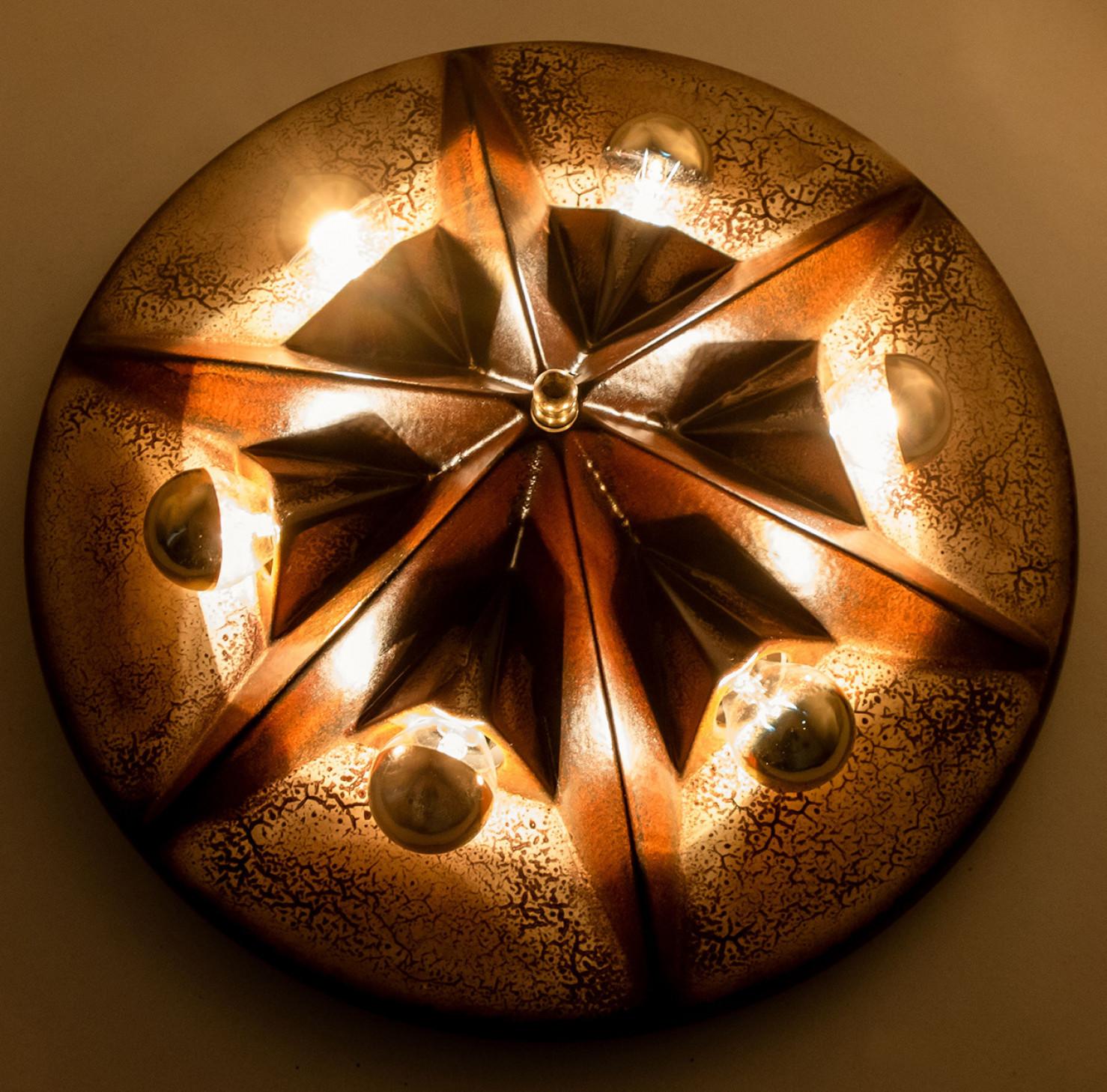 Set di 2  Lampade in ceramica Keramik Star Brown Beige, Germania, anni '70 in vendita 4