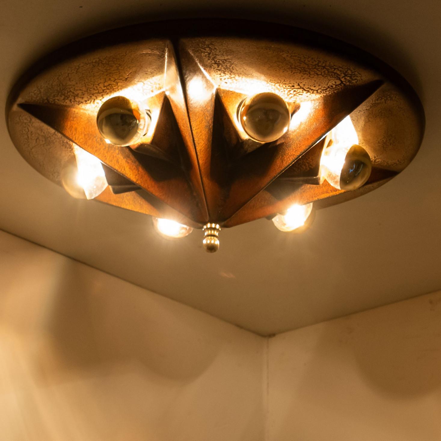 Set di 2  Lampade in ceramica Keramik Star Brown Beige, Germania, anni '70 in vendita 5