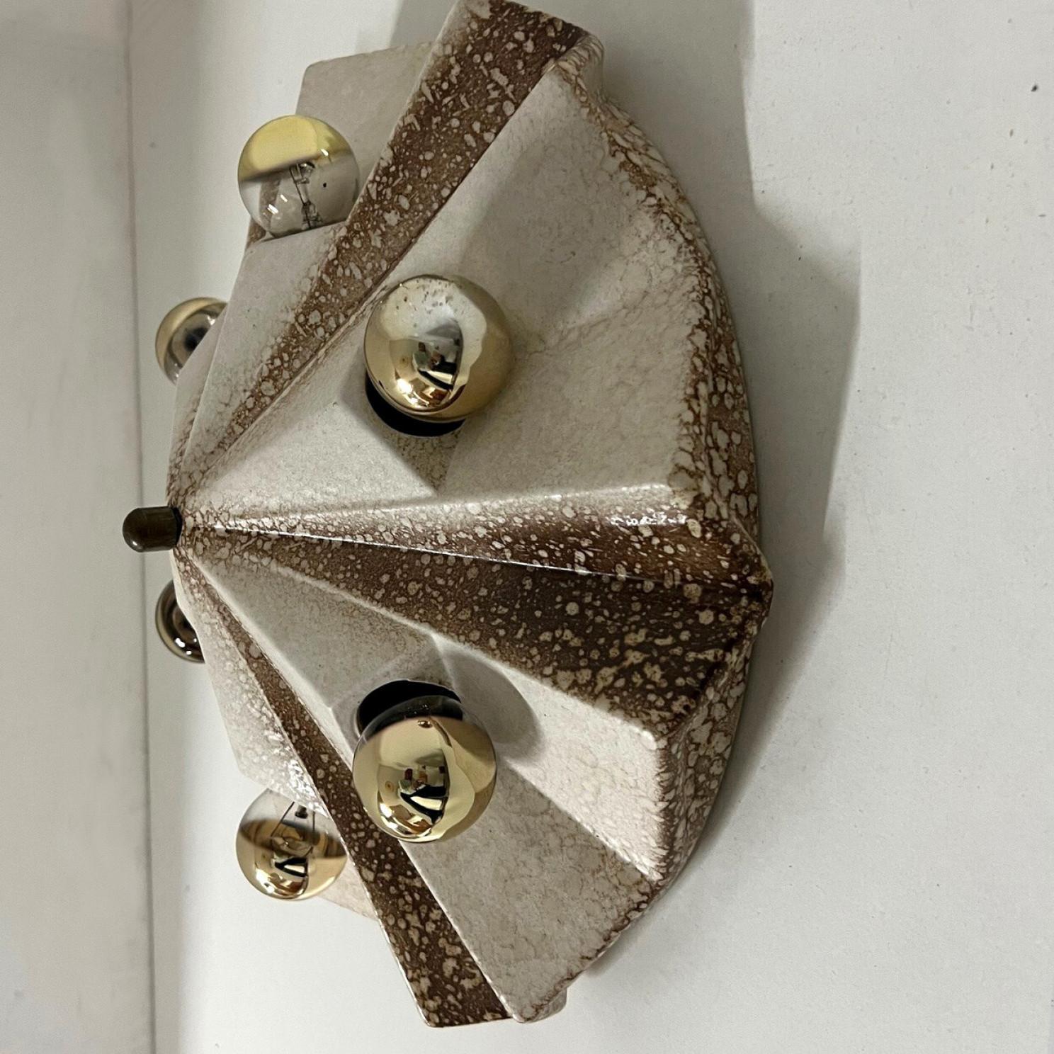 Set di 2  Lampade in ceramica Keramik Star Brown Beige, Germania, anni '70 in vendita 6