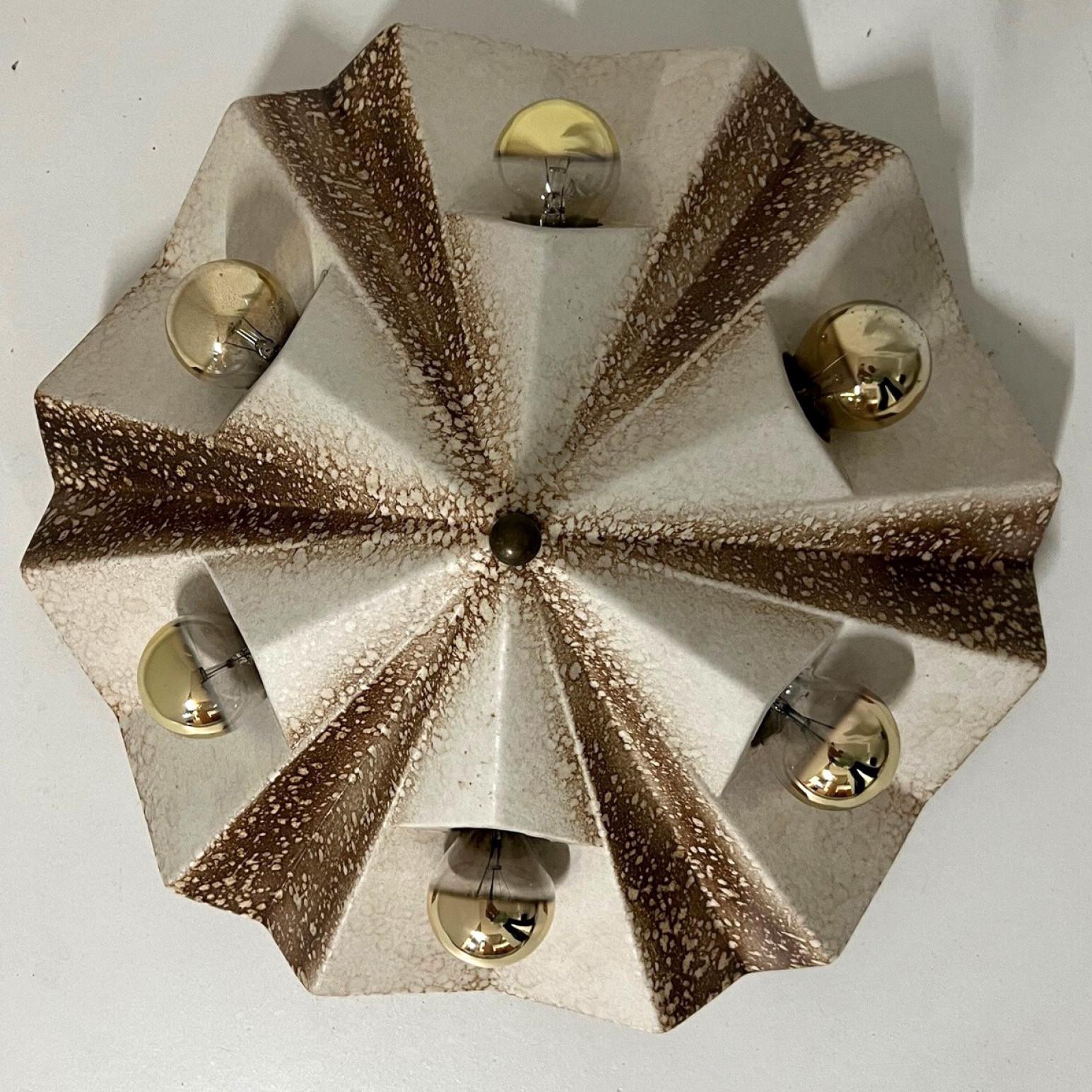 Other Set of 2  Keramik Star Brown Beige Ceramic Lamps, Germany, 1970s For Sale