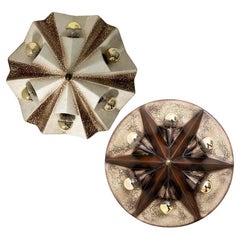 Set of 2  Keramik Star Brown Beige Ceramic Lamps, Germany, 1970s