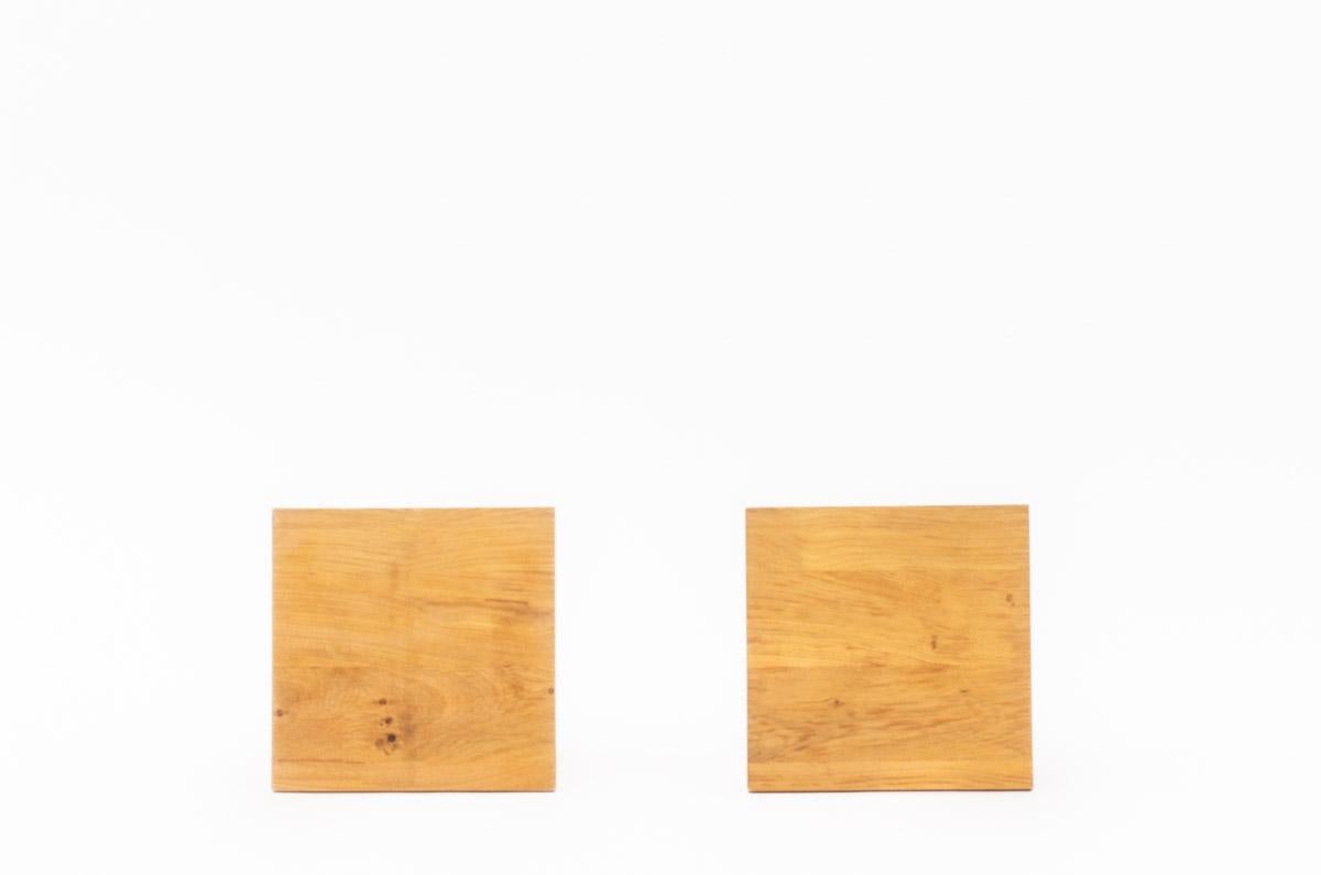 Oak Set of 2 Khi stools in oak G44 collection For Sale