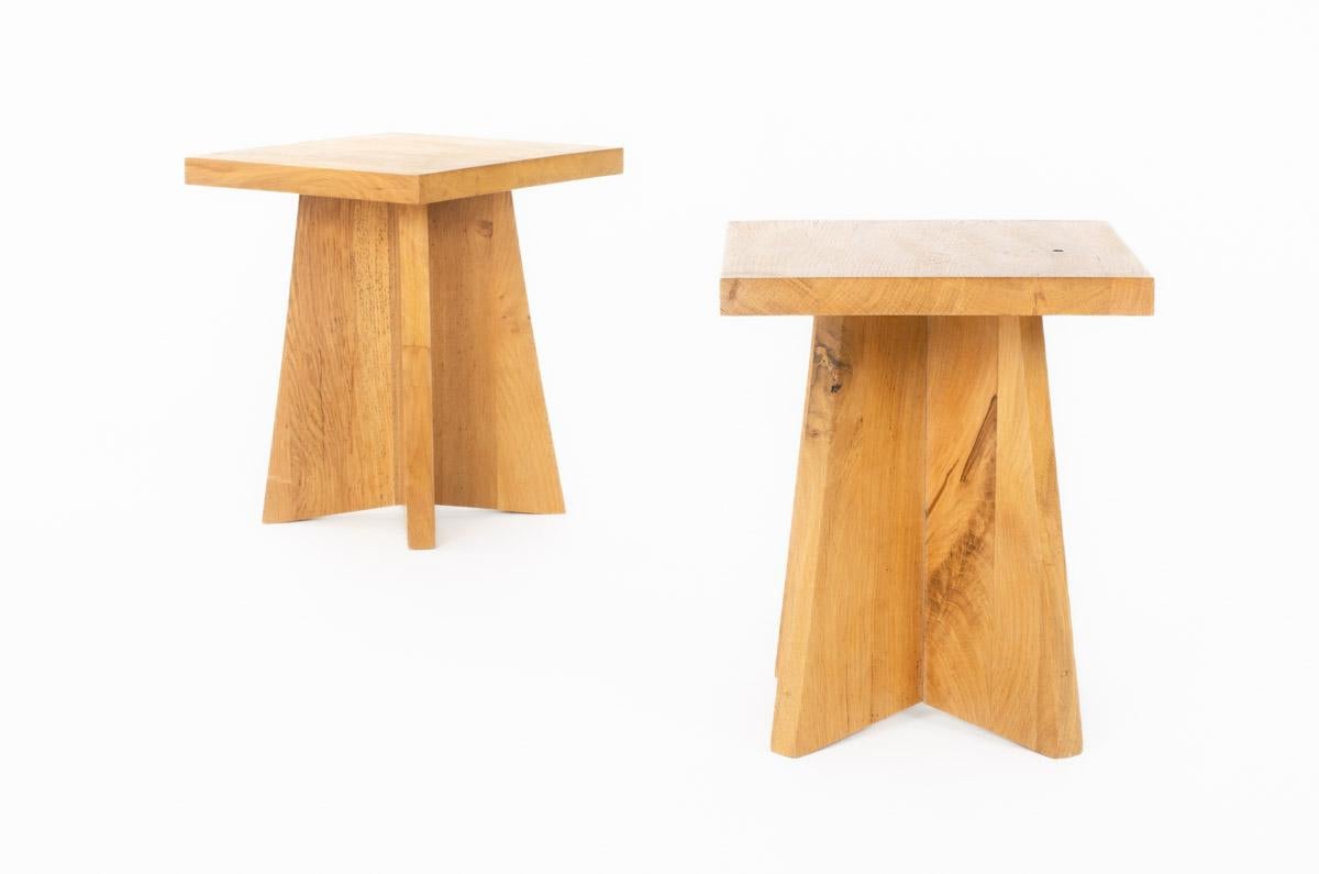 Set of 2 Khi stools in oak G44 collection For Sale 2