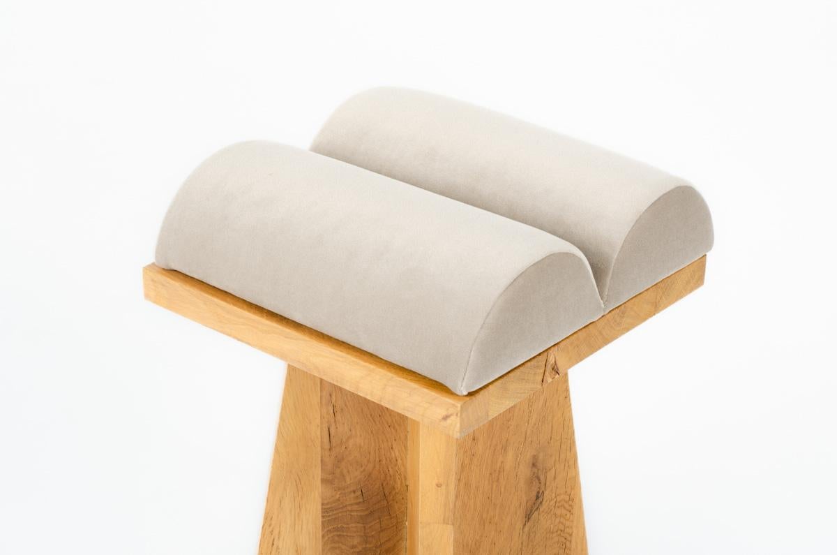 Set of 2 Khi stools in oak with cushions G44 collection For Sale 4