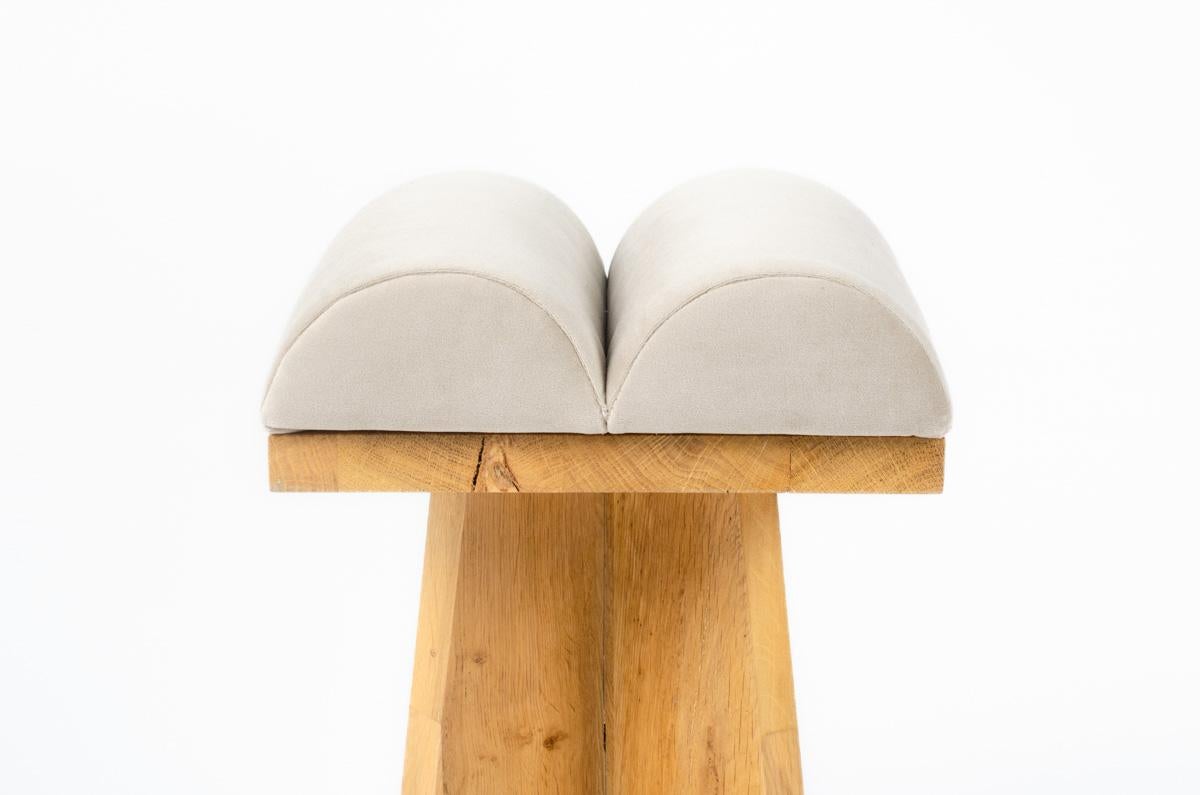 Set of 2 Khi stools in oak with cushions G44 collection For Sale 5