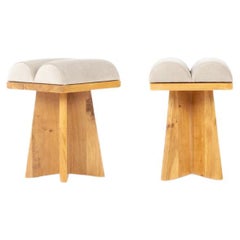 Lot de 2 tabourets Khi en Oak Oak avec coussins collection G44