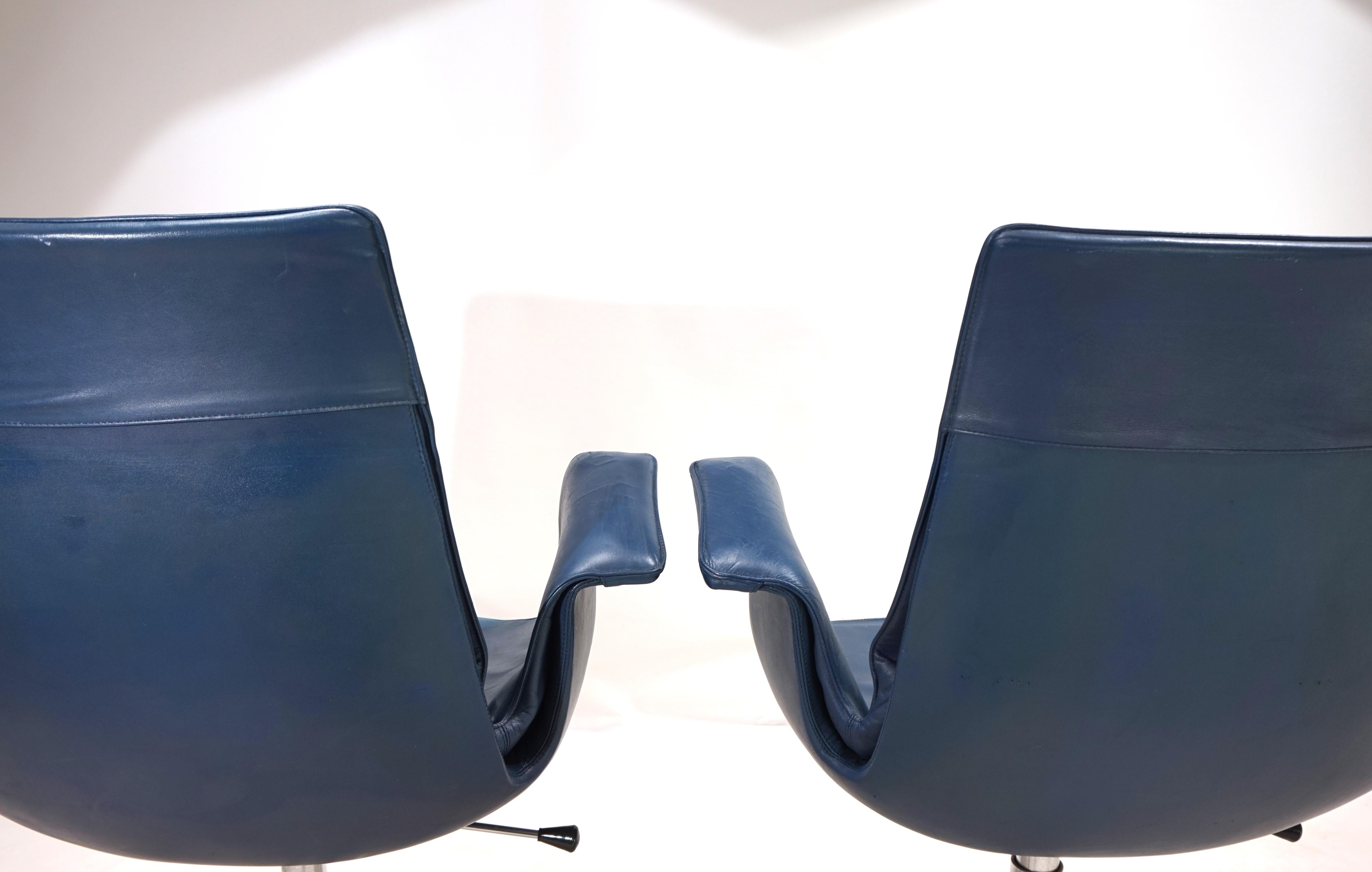 Satz von 2 Kill International 6727 Leder-Bürostühlen aus Leder von Fabricius & Kastholm (Mitte des 20. Jahrhunderts) im Angebot
