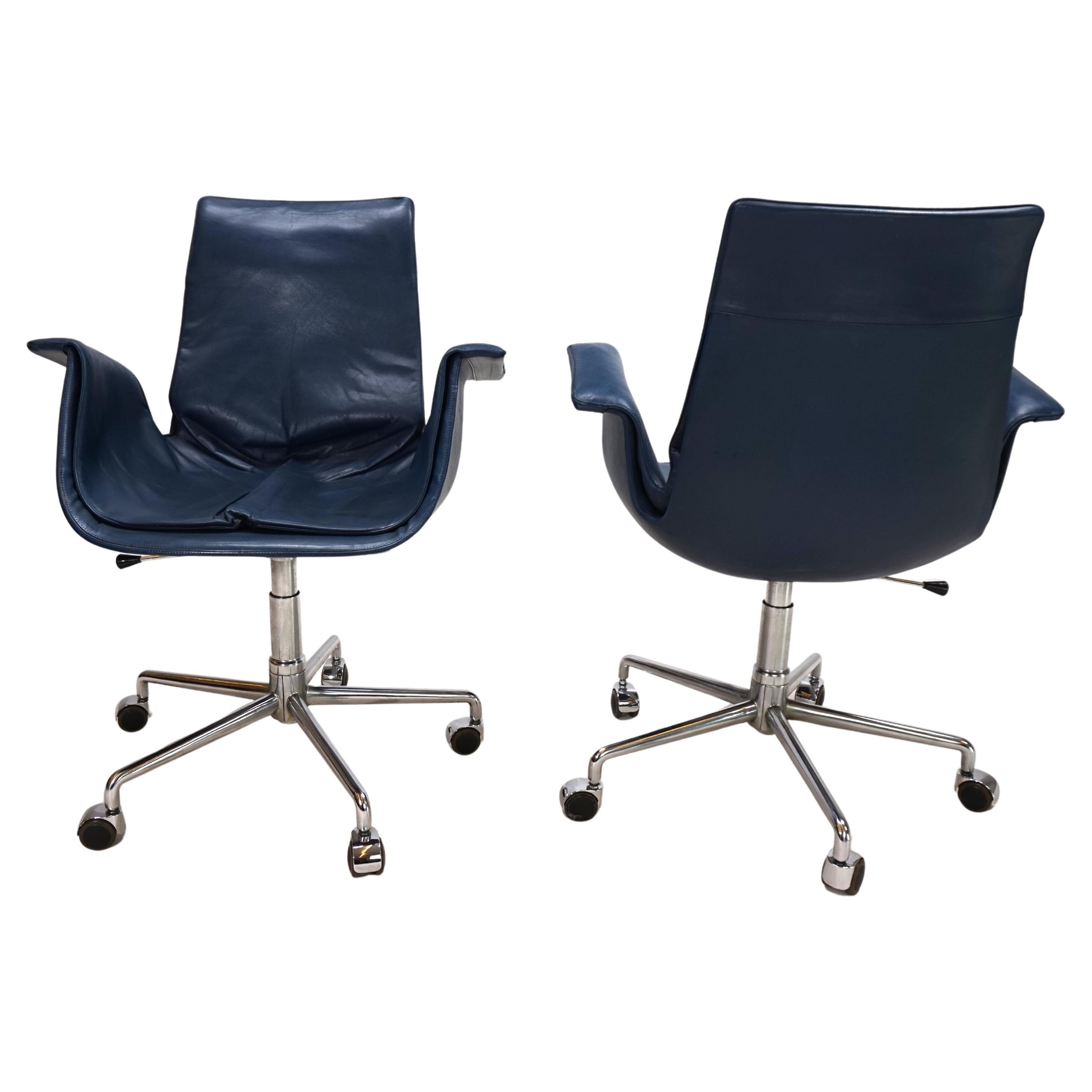Set of 2 Kill International 6727 leather office chairs by Fabricius & Kastholm