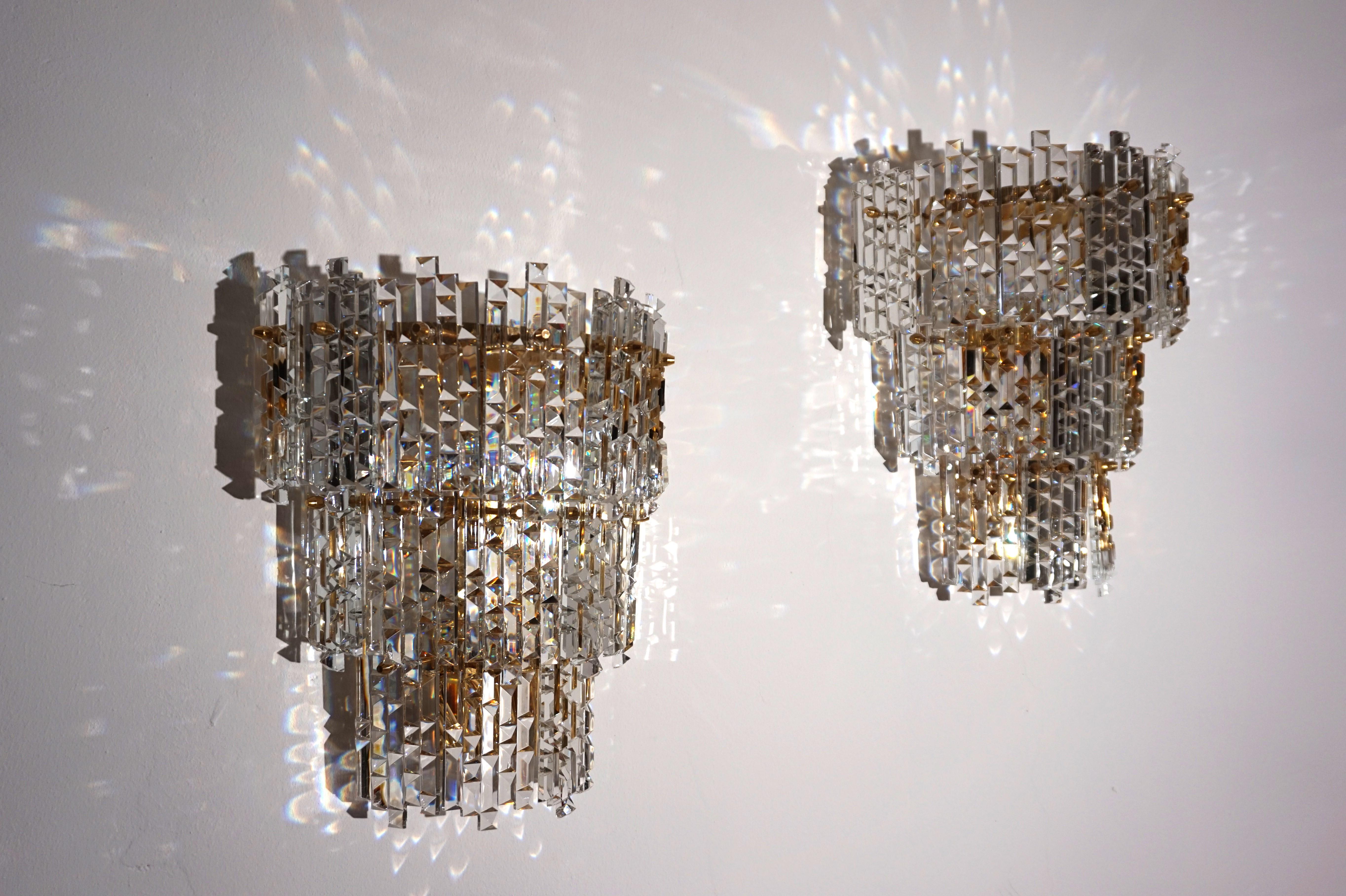 2er-Set Kinkeldey Hollywood Regency-Wasserfall-Wandleuchten aus Kristallglas, 1970 im Angebot 11