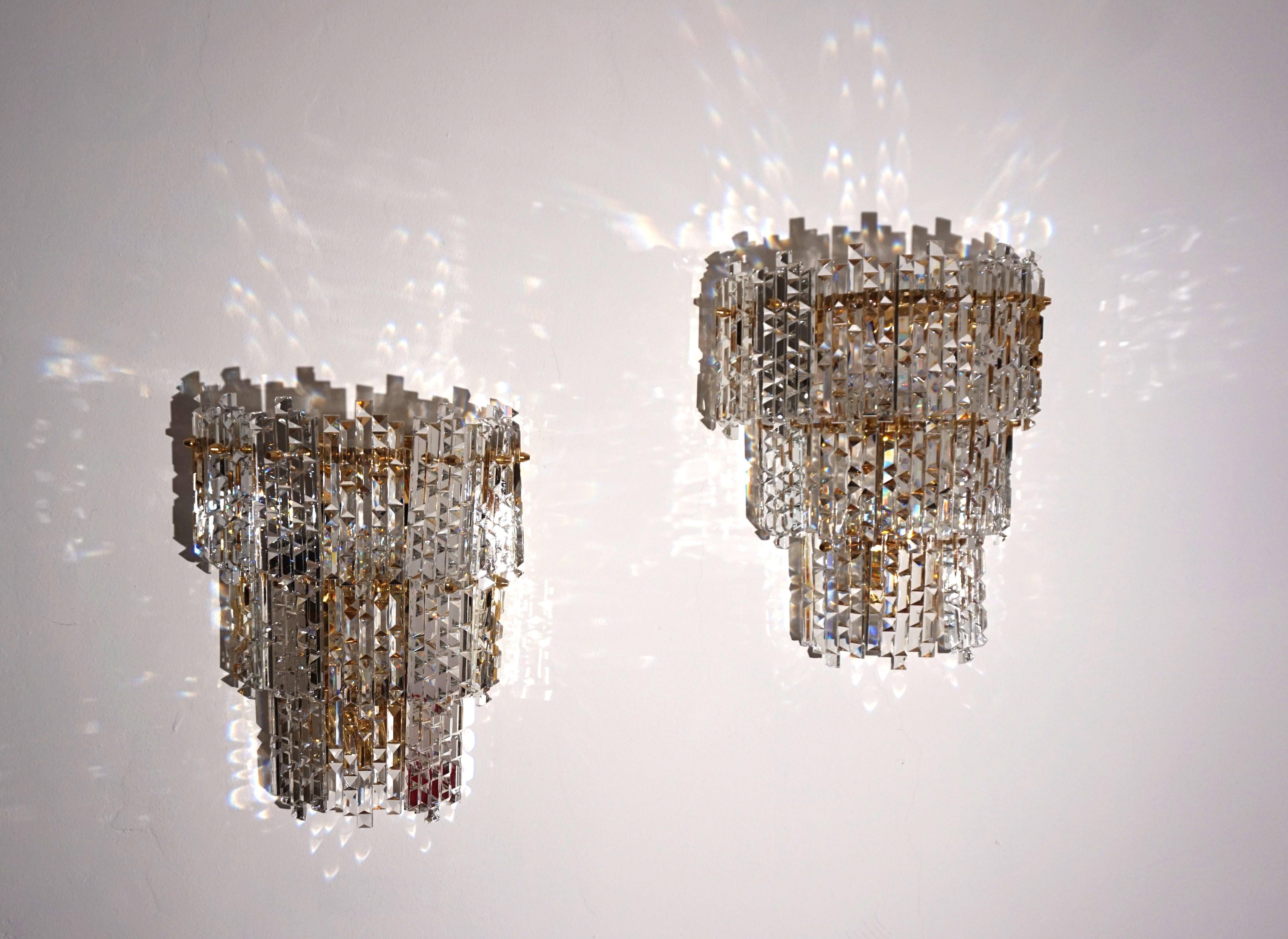 2er-Set Kinkeldey Hollywood Regency-Wasserfall-Wandleuchten aus Kristallglas, 1970 im Angebot 12