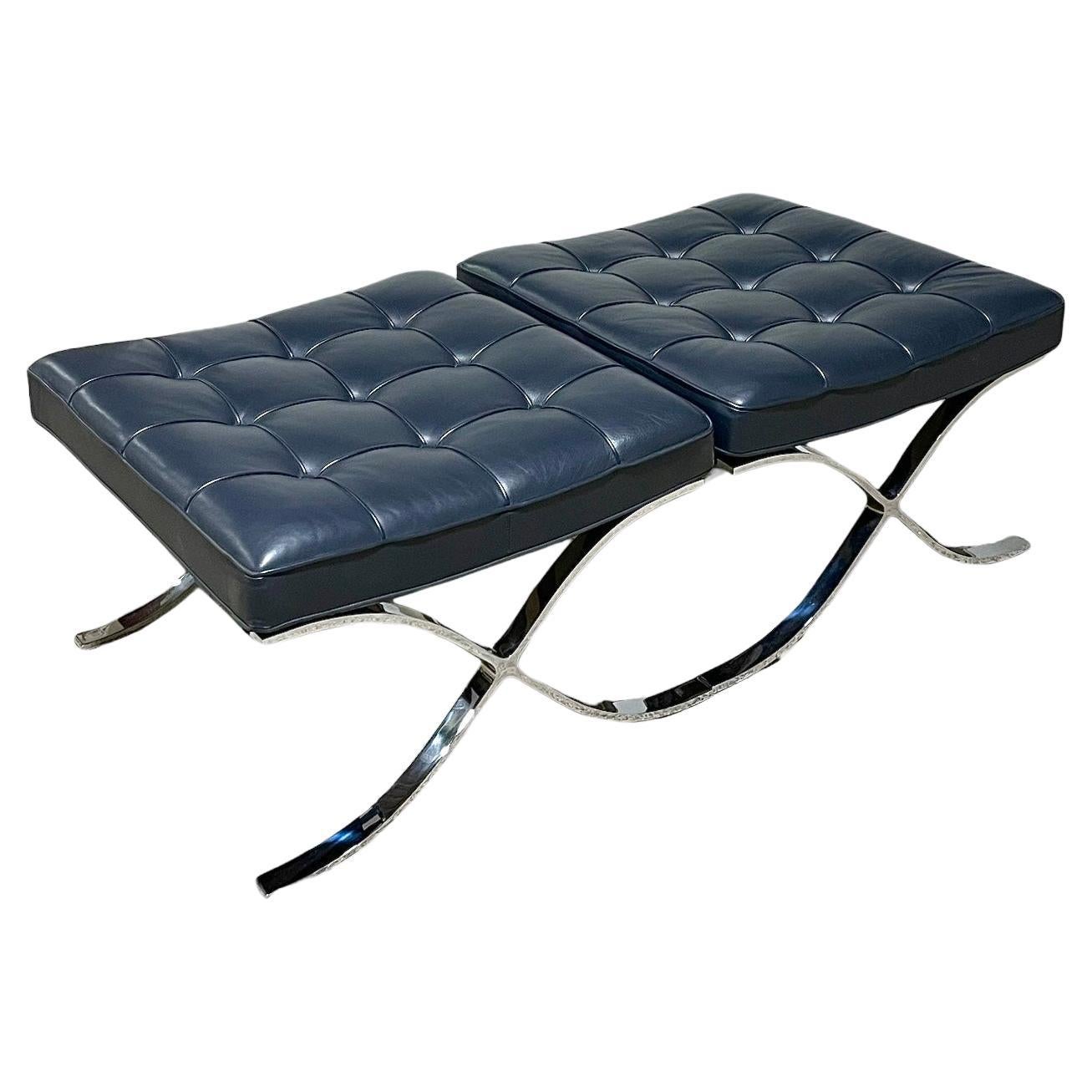 Set of 2 - Knoll Barcelona Ottomans Dark Blue