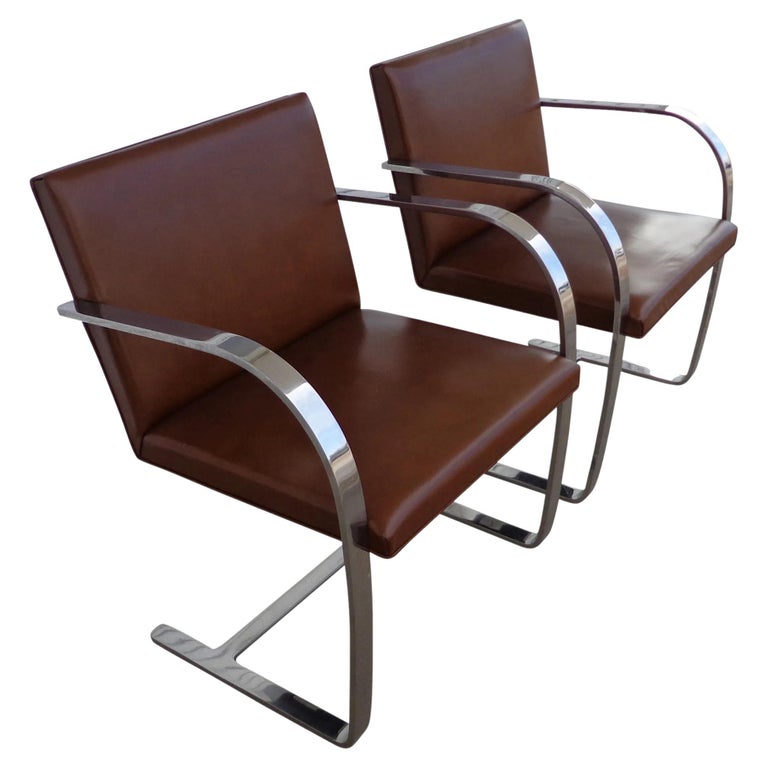 Set of '2' Knoll Mies Van Der Rohe Brno Flat Bar Chairs at 1stDibs