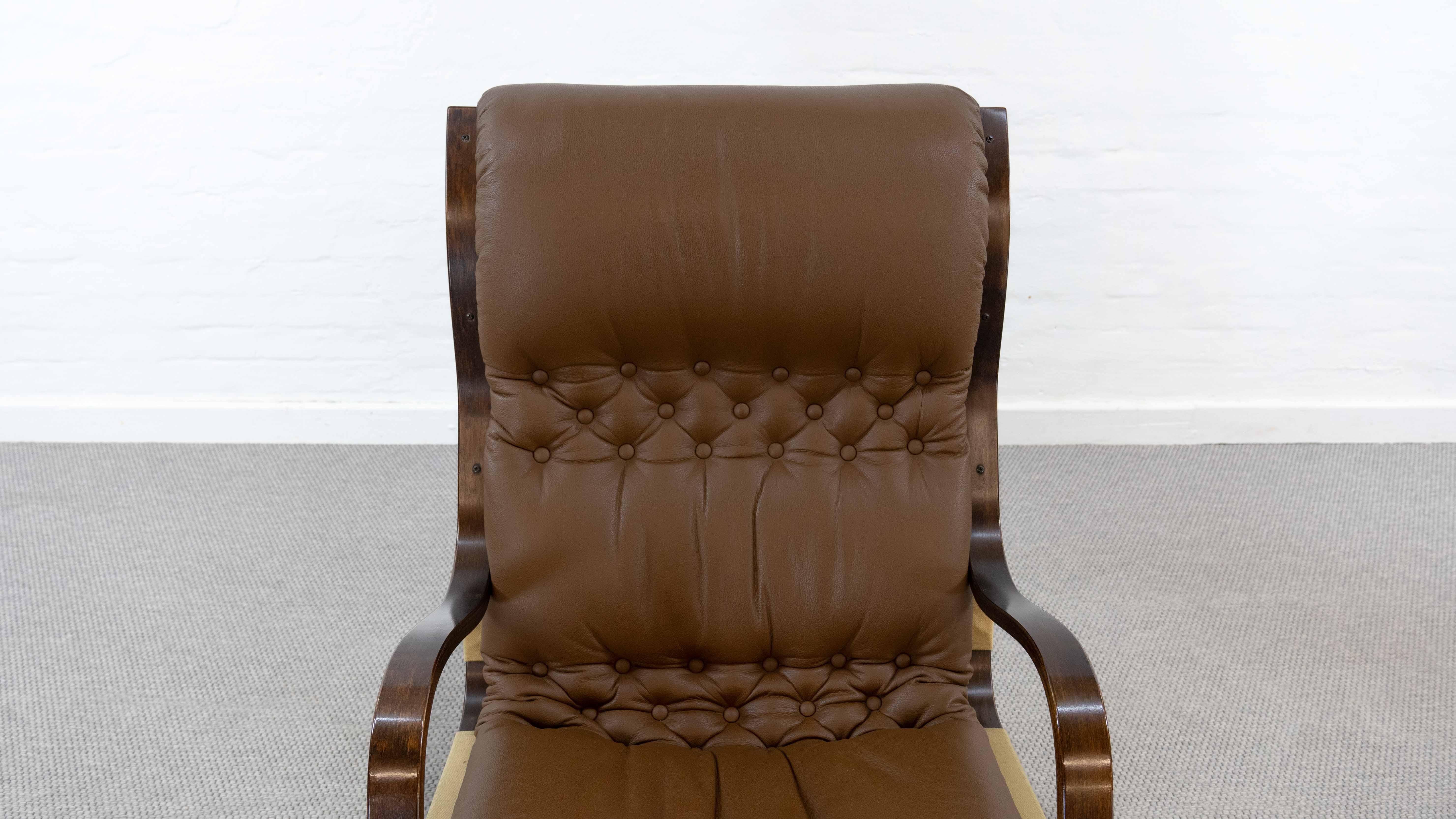 Lot de 2 fauteuils KOIVUTARU en cuir marron par Esko Pajamies pour Asko en vente 6