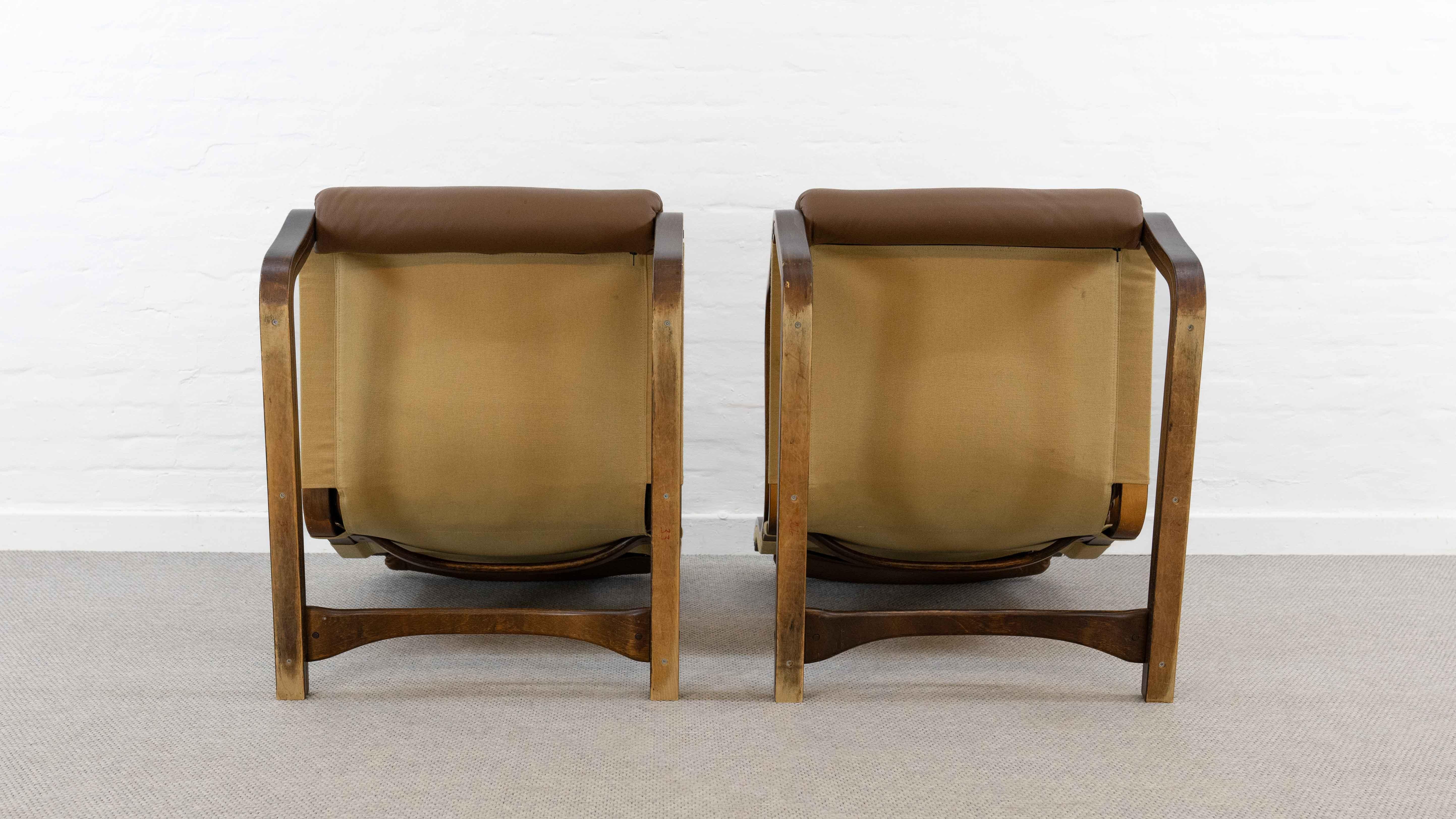 Lot de 2 fauteuils KOIVUTARU en cuir marron par Esko Pajamies pour Asko en vente 10