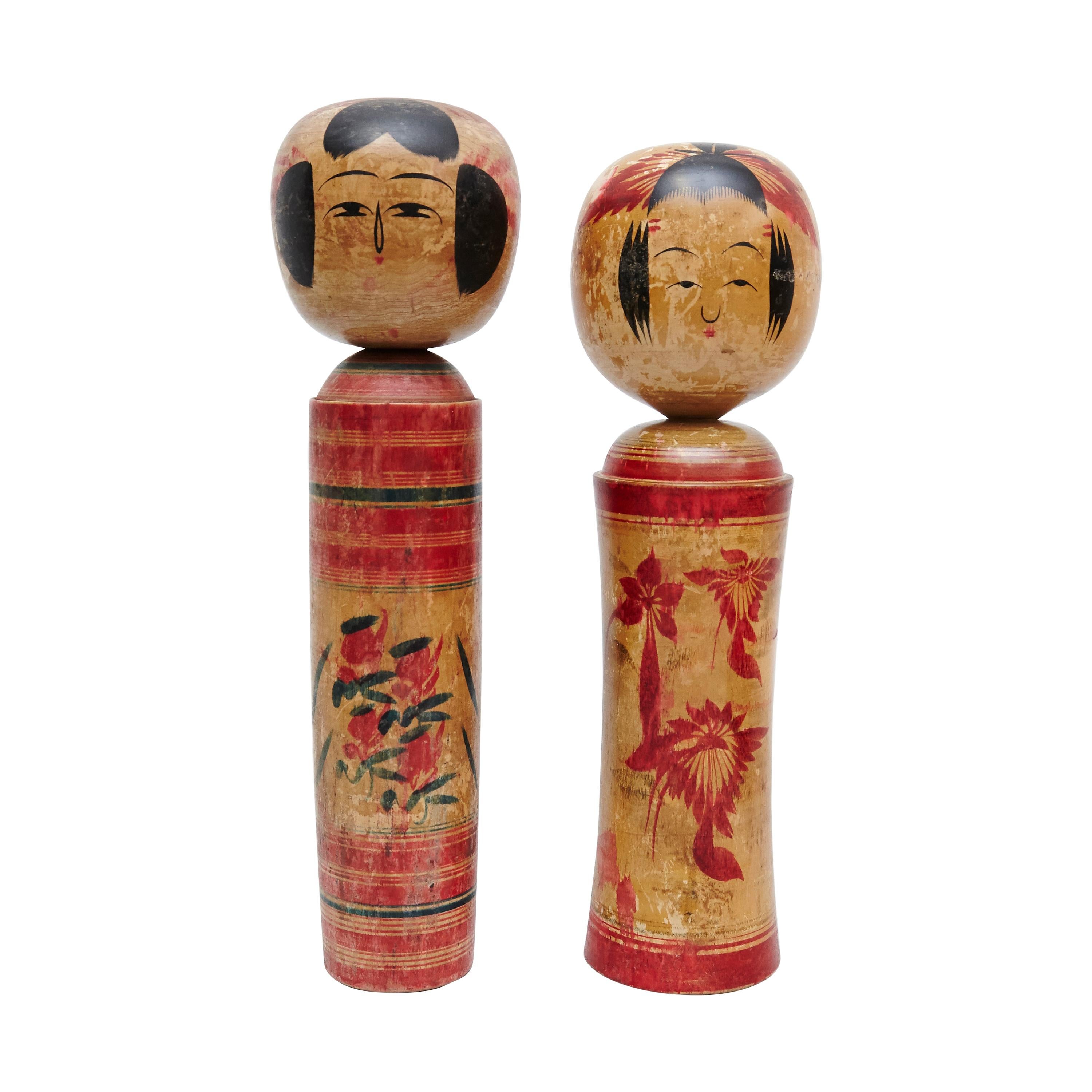 Set of 2 "Kokeshi" Dolls