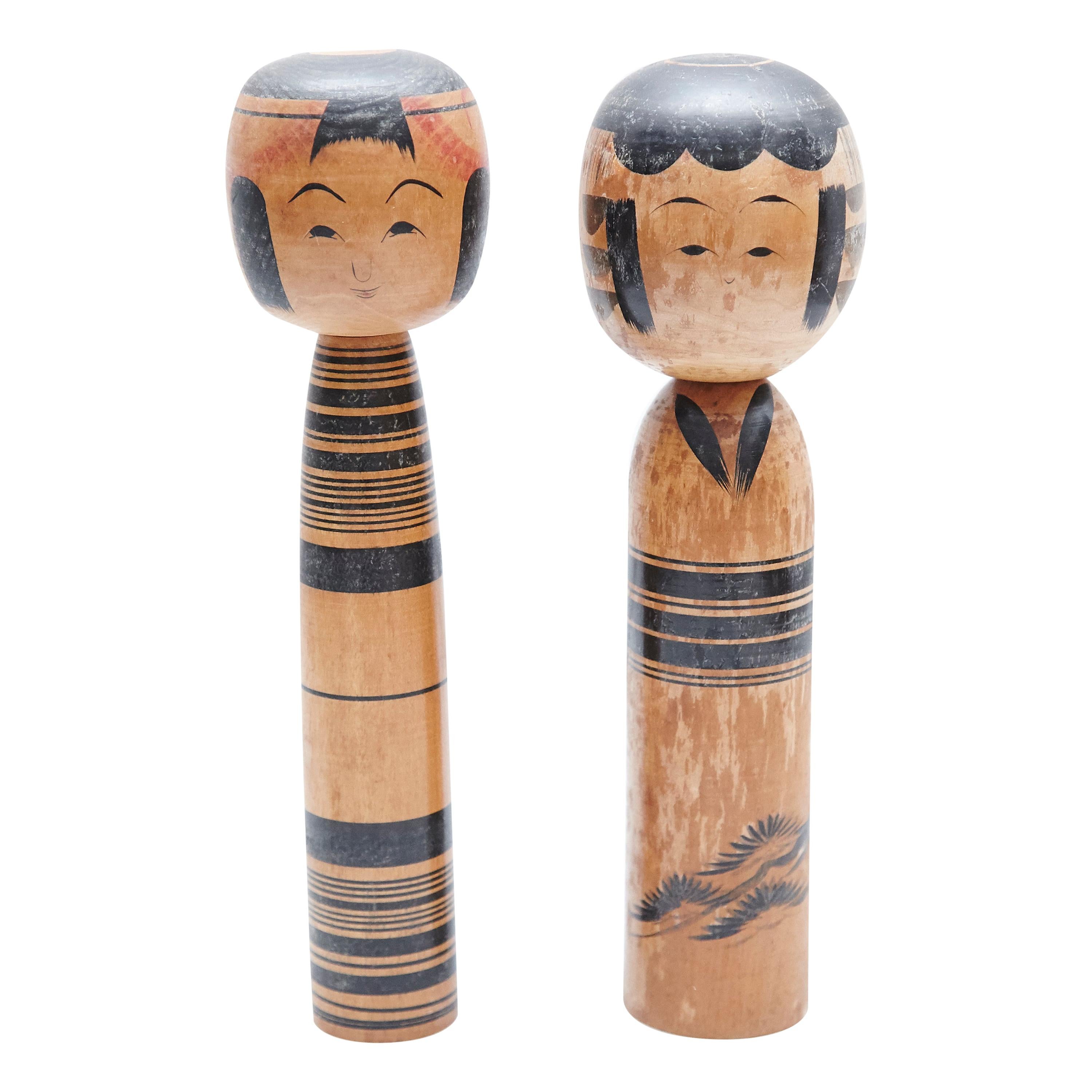 Set of 2 "Kokeshi" Dolls