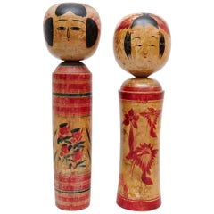 Set of 2 "Kokeshi" Dolls