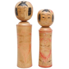 Antique Set of 2 "Kokeshi" Dolls