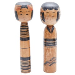 Set of 2 "Kokeshi" Dolls