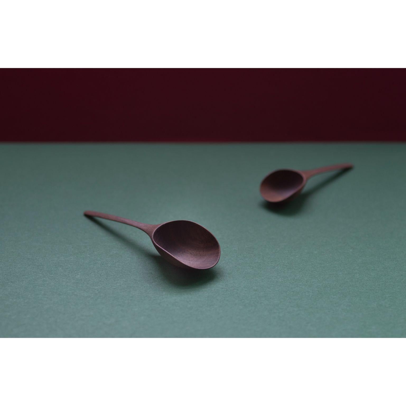 Set of 2 Kupu Spoons by Antrei Hartikainen
Materials: Walnut, Maple, Natural Oil Wax
Dimensions: W 10 cm

Also Available in a variety of woods, please contact us 

The unusual proportions of the kupu spoons give them an unexpected, delicate