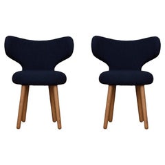 Set of 2 Dining WNG Chairs in Oak and KVADRAT/Hallingdal & Fiord by Mazo Design
