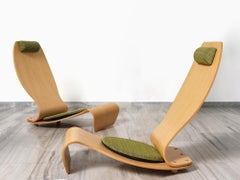Set of 2 La Cuza low chairs by Yasushiro Shimuzu for Tendo Mokko, Japan