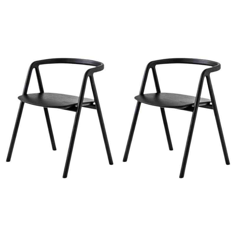 Ensemble de 2 chaises de salle à manger Laakso, noires, par Made by Choice en vente