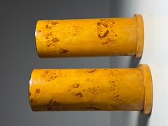 Set of 2 lacquered burr wood columns
