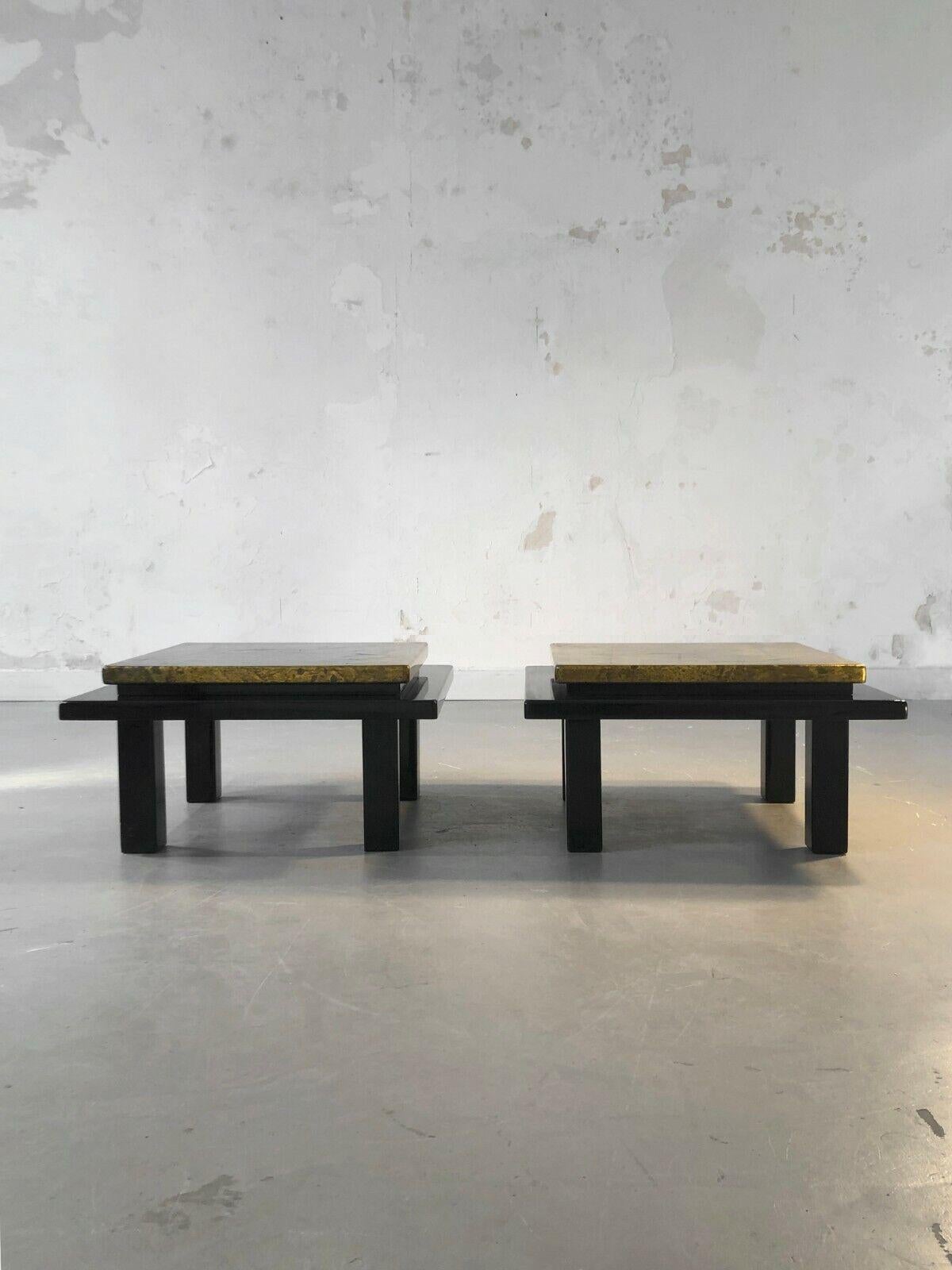 Post-Modern Set of 2 POSTMODERN Lacquered NIGHSTANDS or SIDE TABLES, ALDO TURA, France 1970 For Sale