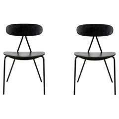 Set Of 2 Lagoa Black Stained Oak Chairs by Objekto