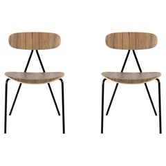 Set Of 2 Lagoa Walnut Chairs by Objekto