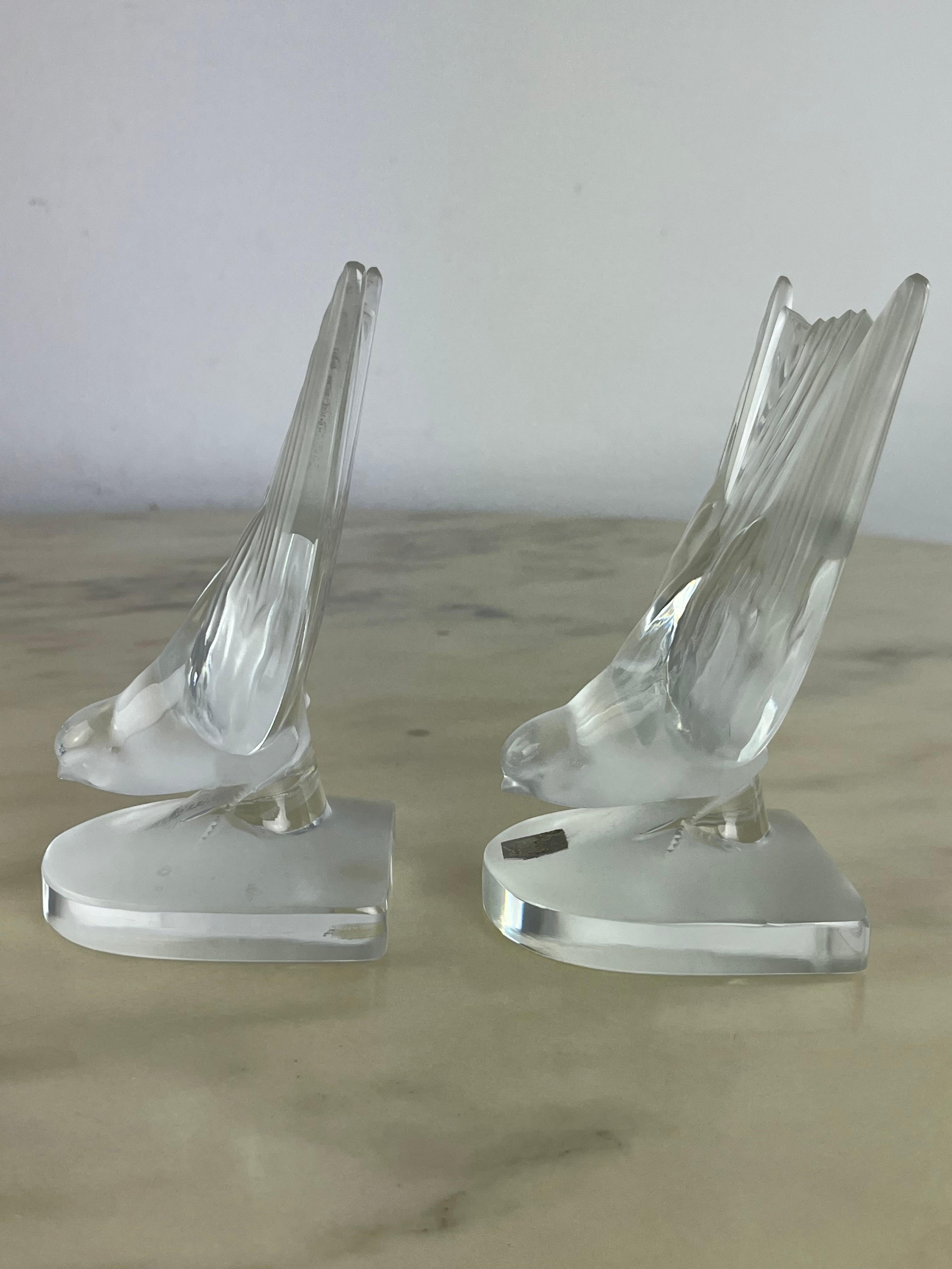 Francese Set di 2 fermalibri in cristallo francese Lalique anni '80 in vendita