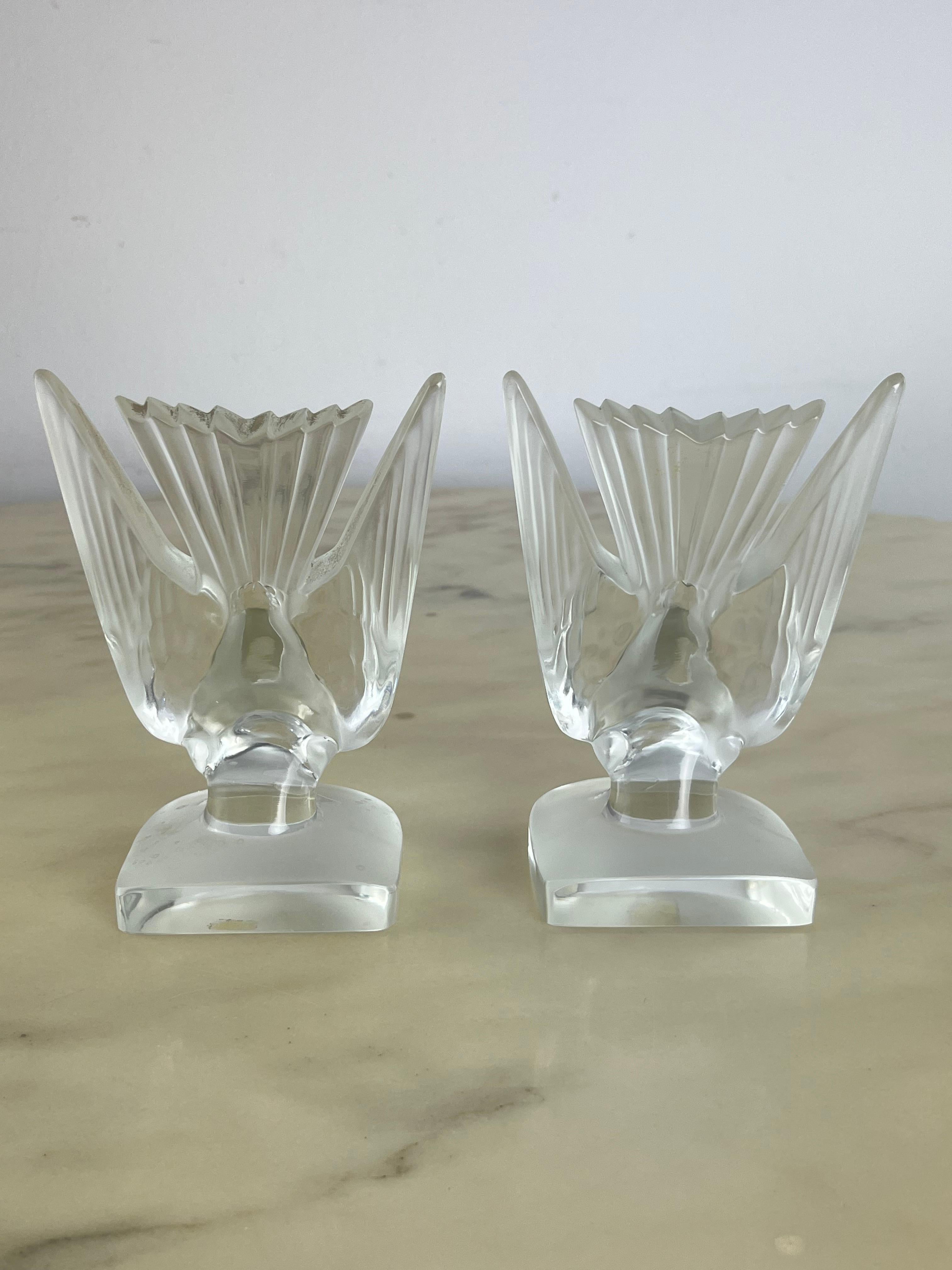 Cristallo Set di 2 fermalibri in cristallo francese Lalique anni '80 in vendita