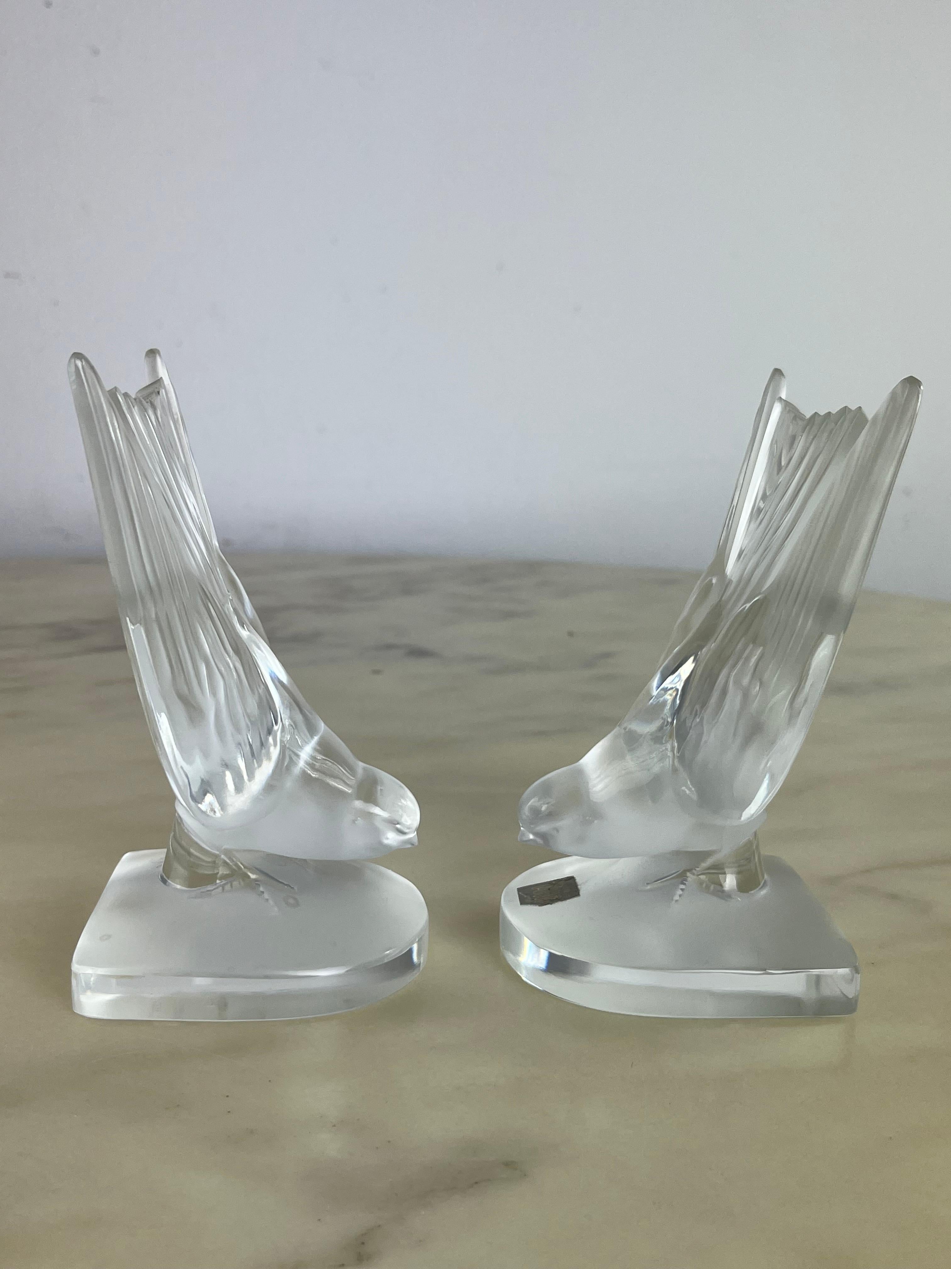 Set di 2 fermalibri in cristallo francese Lalique anni '80 in vendita 1