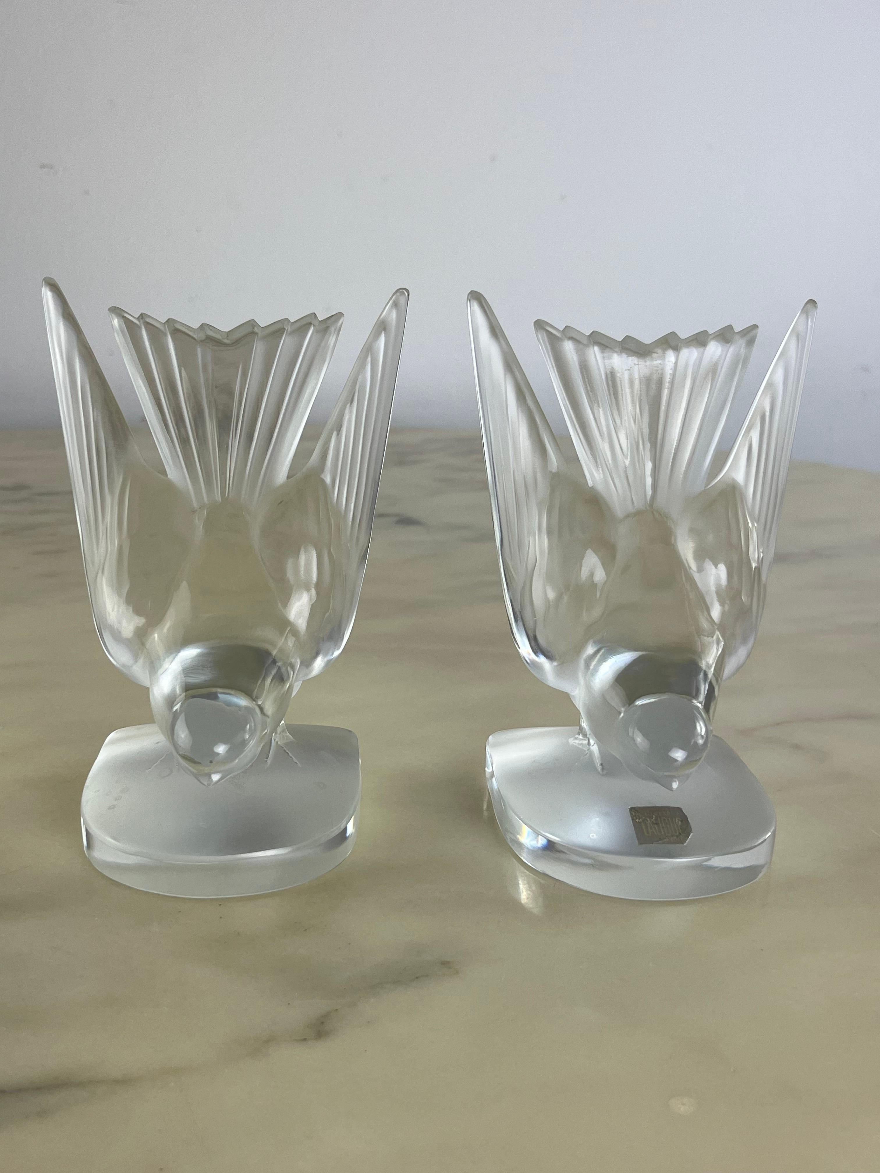 Set di 2 fermalibri in cristallo francese Lalique anni '80 in vendita 2
