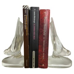 Set Of 2 Lalique 1980s French Crystal Bookends