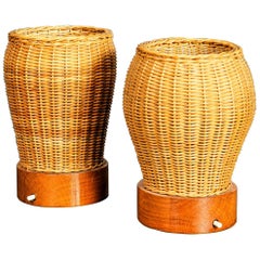 Set of 2 Lamps in Wicker