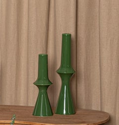 Set of 2 Lanco Green Ceramic Candleholders by Simone & Marcel
